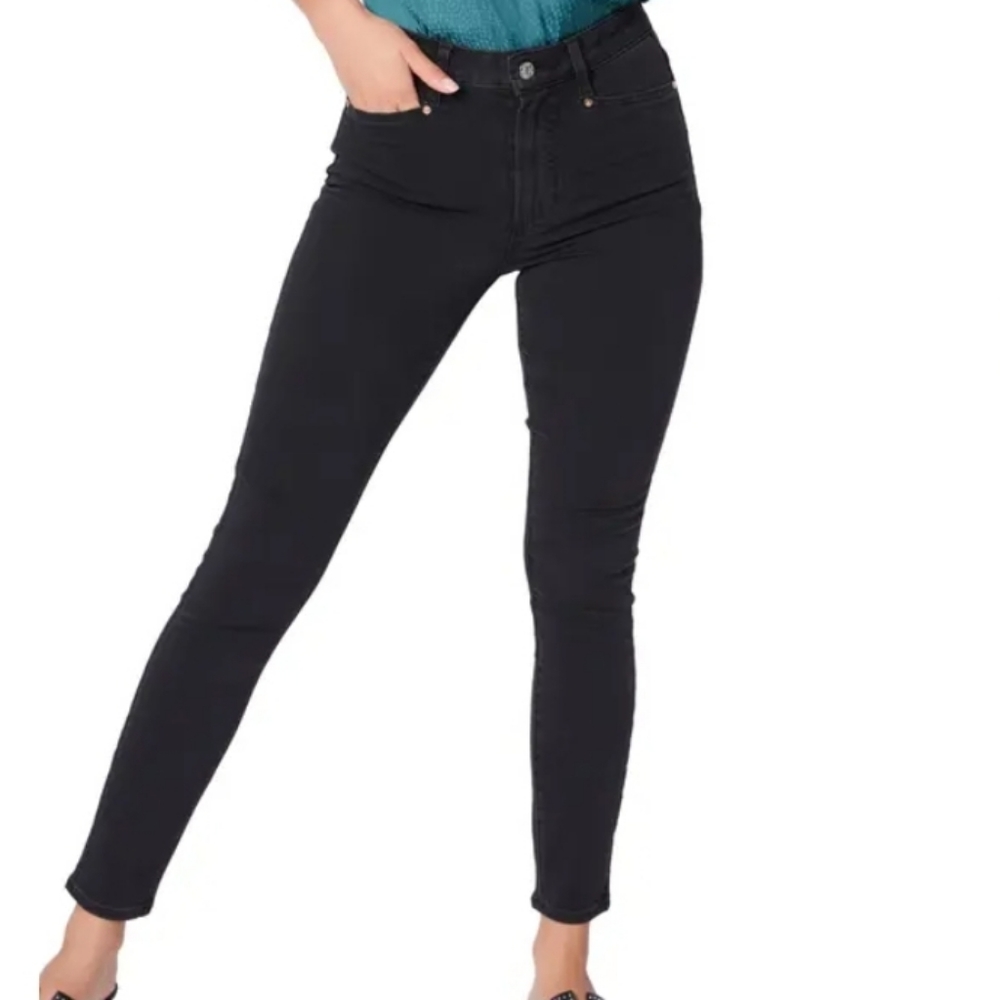 Paige Margot Super High Rise Ankle Skinny Black Jeans 23